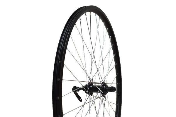 Колесо 26" MTB переднее, двойной обод Qijian DA18, 36H, черный, втулка AFD-801 DISC QR 36H, резьбовой диск, 100 мм, эксцентрик Колесо 26" MTB переднее, двойной обод Qijian DA18, 36H, черный, втулка AFD-801 DISC QR 36H, резьбовой диск, 100 мм, эксцентрик